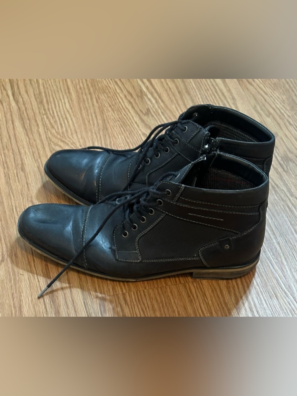 Steve Madden Boots Men’s Size 12M Black Jotter Leather Lace Up Cap Toe